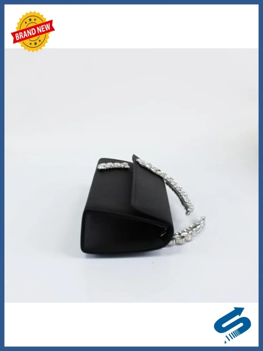 Satin Evening Handbag Rhinestone Handle Clutch Purse for Prom Wedding